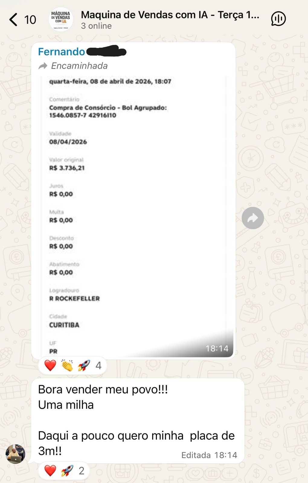 Fernando consórcio placa 3M