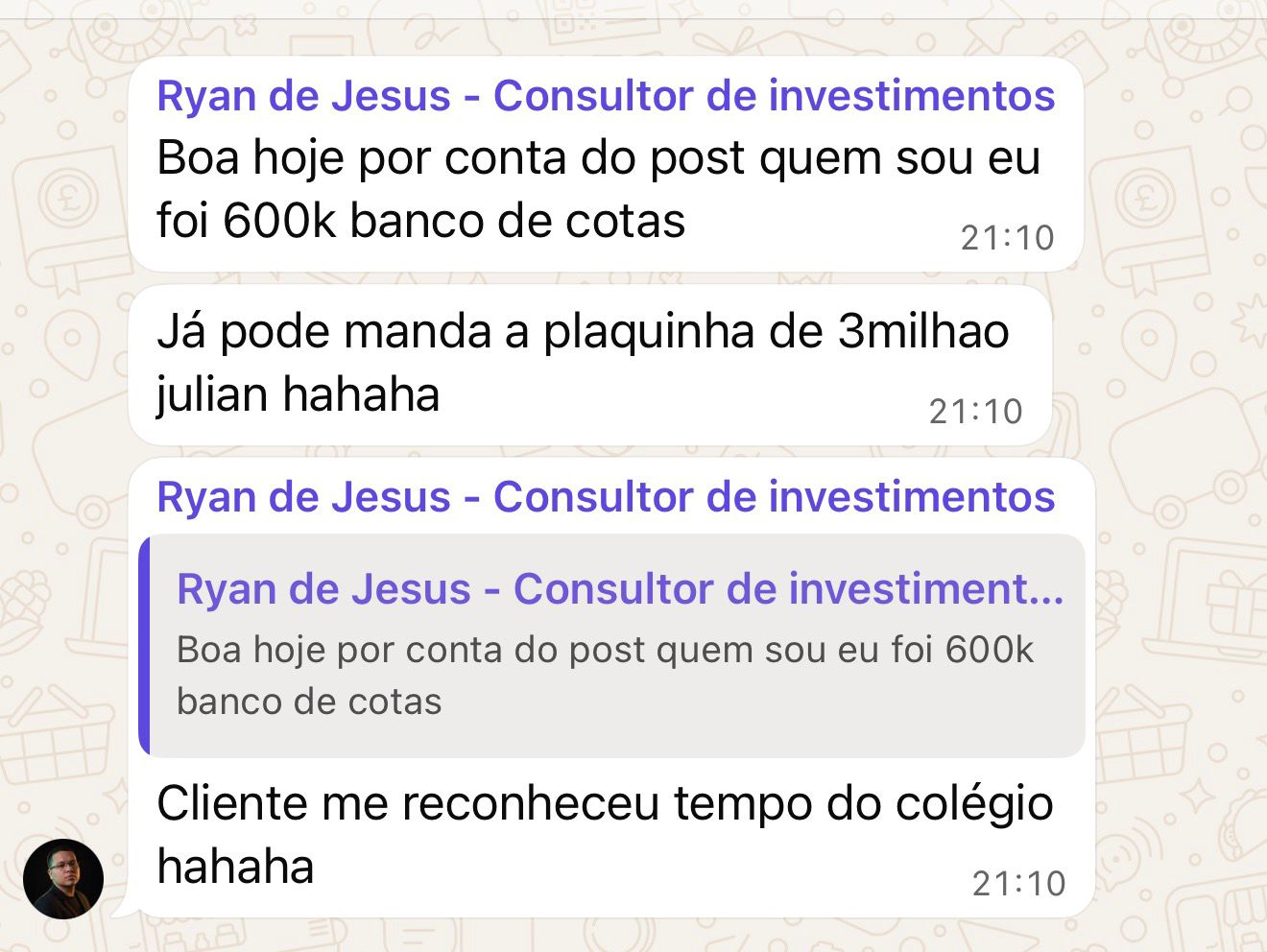 Ryan 600k banco de cotas