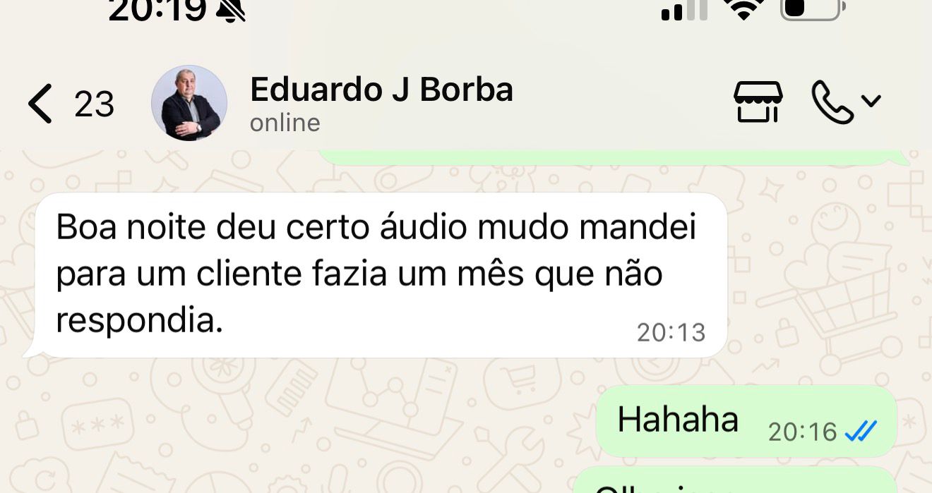 Eduardo Borba cliente 1 mês