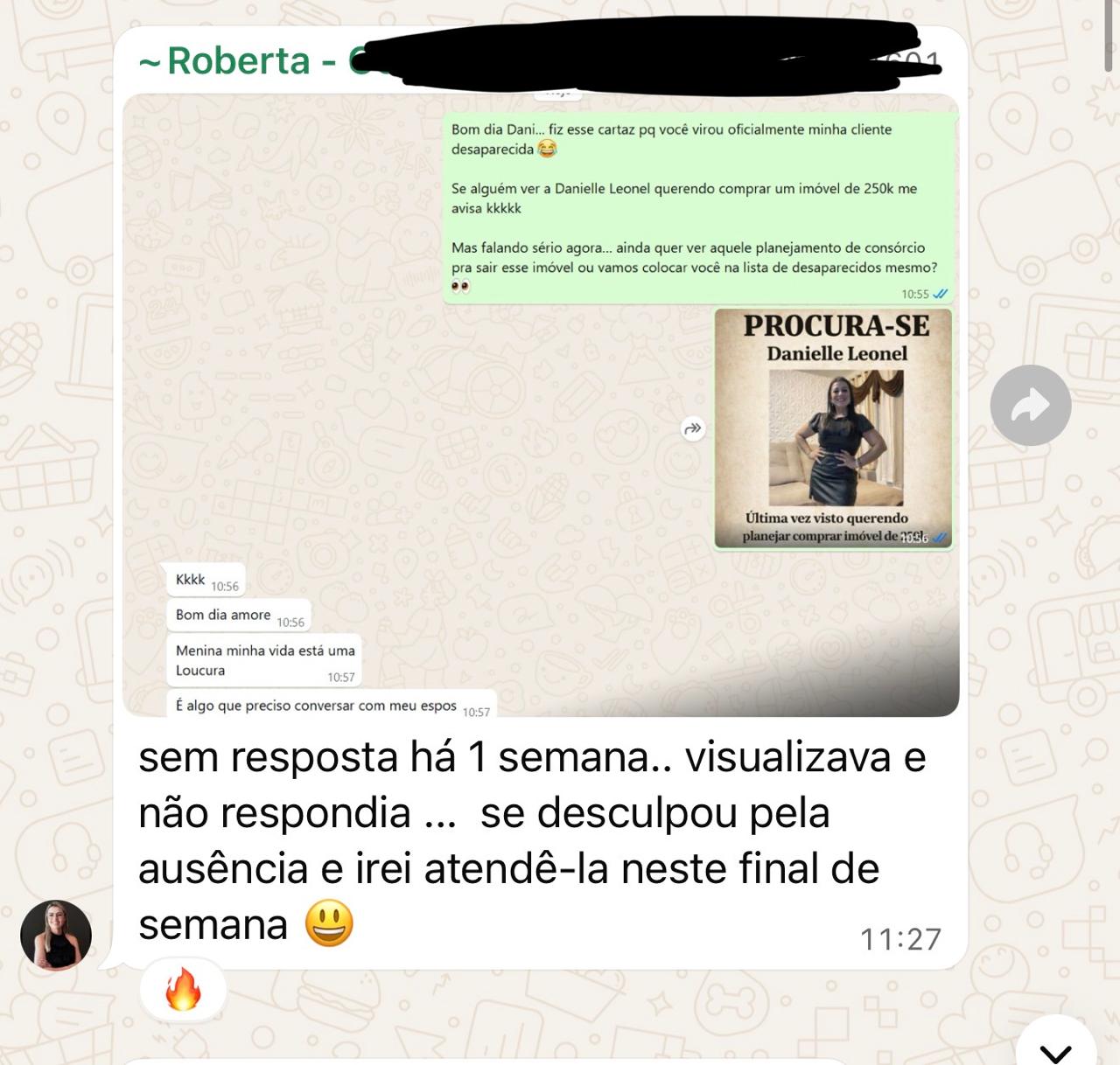 Roberta reativou cliente