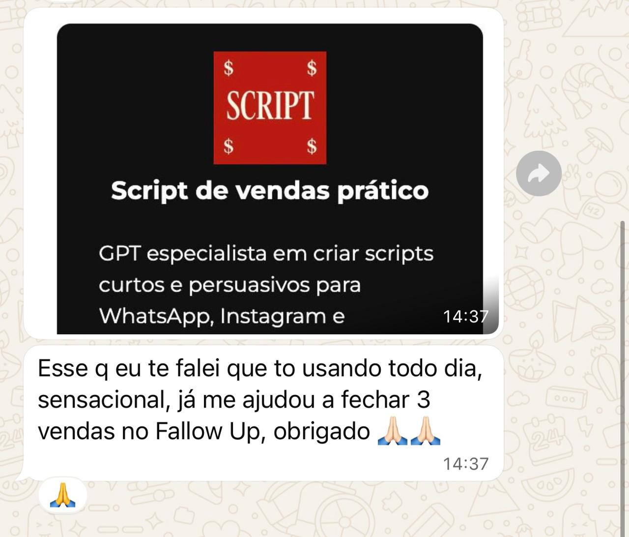 Script 3 vendas follow-up